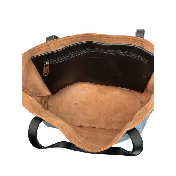 Jimmy Choo Blue Denim Leather Trim Tote Bag - Picture 6 of 6